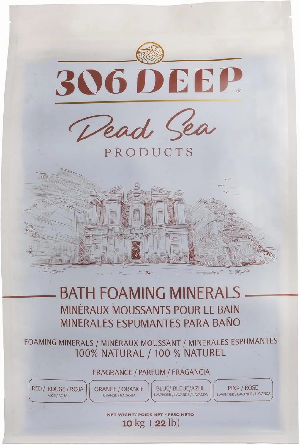306 Deep Dead Sea Bath Salts Foaming Minerals - Blue Dead Sea Coarse Mineral for Soaking with Lavender Essential Oils, Alternative to Magnesium Flakes and Epsom Salt, Relaxing Bath Products