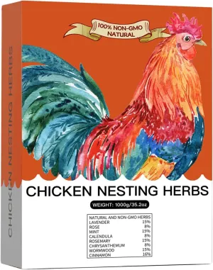 35 Oz Chicken Nesting Herbs Flowers Coop Refresher 2.2lb Premixed 8 Dried Herbs Natural Nesting Box Herbs for Chicken Coop Freshness Promote Egg Laying Help Coop Smell Box Packaging
