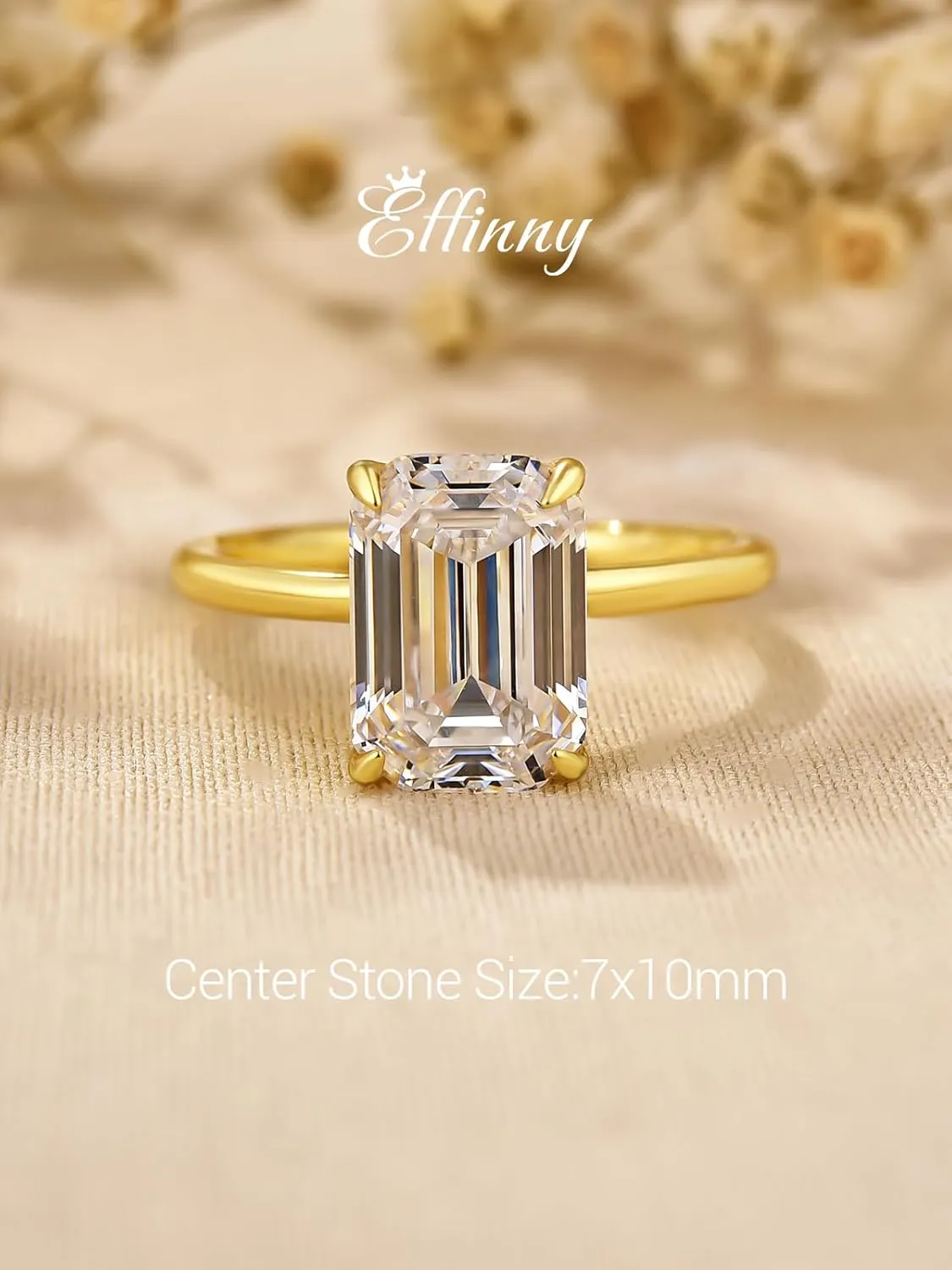3.5ct Solitaire Elongated Emerald Cut Engagement Ring for Women,Sterling Silver Simulated Diamond Promise Ring