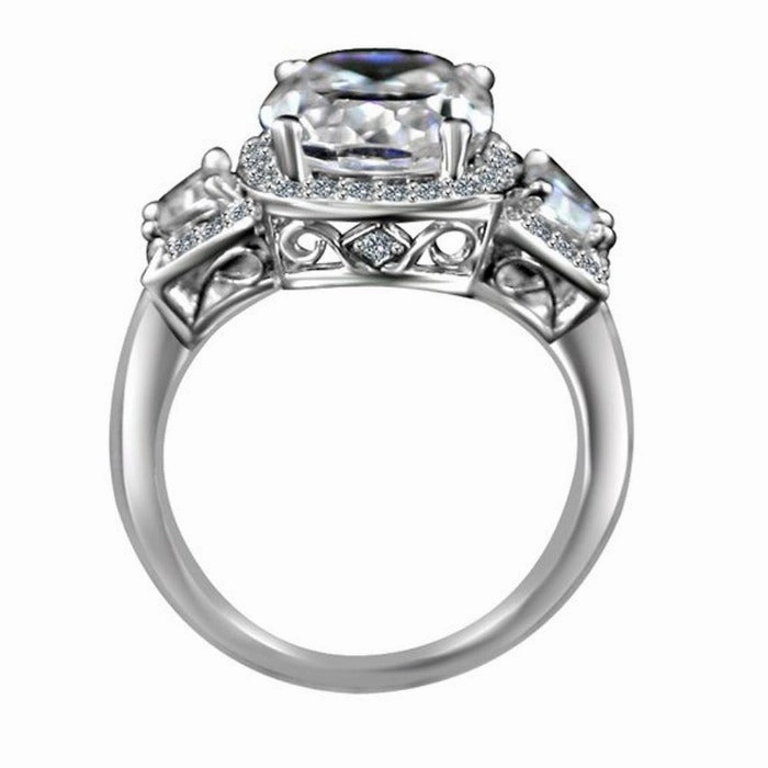 3.5CT Cushion Diamond Veneer Cubic Zirconia 14K Gold Ring. 635R71567K