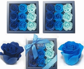 3 Boxes (27 Pcs Total) of Blue Flora Scented Rose Flower Bath Soap, Plant Essential Oil Rose Soap in Gift Box, Gift for Anniversary/Birthday/Wedding/Valentine’s Day/Mother’s Day