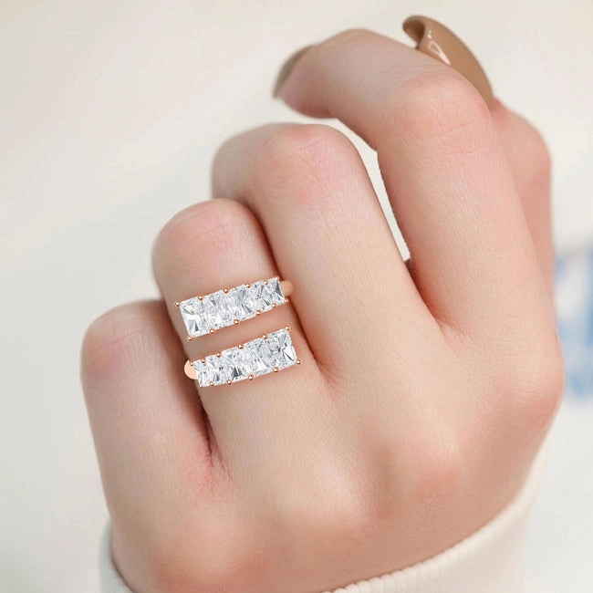 3 Ctw Radiant Graduating Lab Grown Diamond Bypass Ring