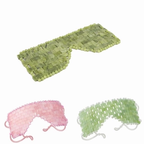 3 Pcs LazyGa Natural Jade Eye Mask and Rose Quartz Eye Mask- Soothing & Relaxing Alleviate Puffiness and Migraines with Cooling and Warming Therapy
