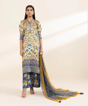 3 Piece - Printed Satin Suit