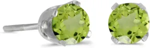 4 mm Round Peridot Screw-back Stud Earrings in 14k White Gold
