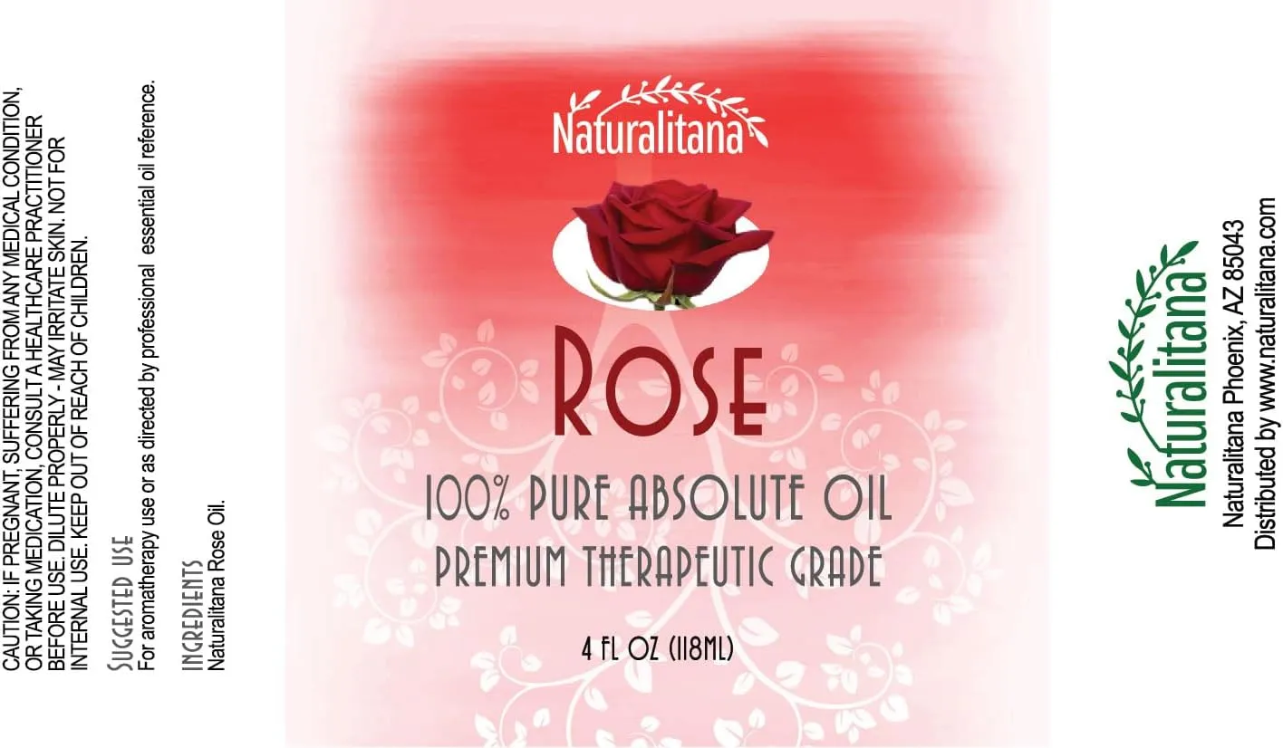 4oz Pure Rose Essential Oil - Aromatherapy, Unadulterated, Therapeutic Grade, GC/MS Tested