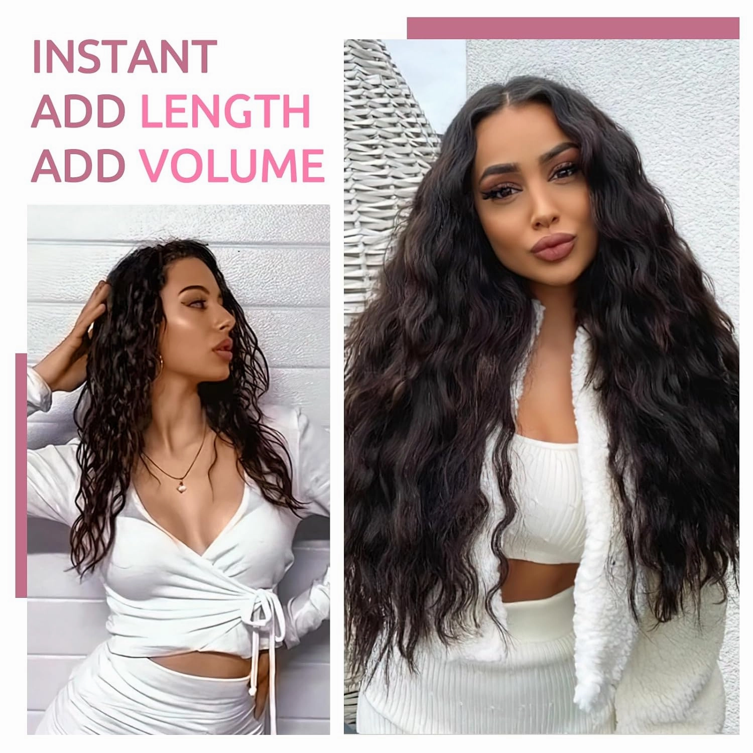 5PCS Clip in Hair Extensions,24 inch Long Loose Waves Curly Hair Extensions Natural Soft Lace Weft Seamless Clip-Ins Synthetic Hairpieces for Women #8