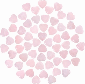 60 Pcs Rose Quartz Crystals,Heart Natural Polished Crystal,0.8 Inch Mini Healing Stone,Worry Stone Bulk,Love Carved Palm Thumb Gemstone for Reiki Energy Balancing Meditation(Pink)