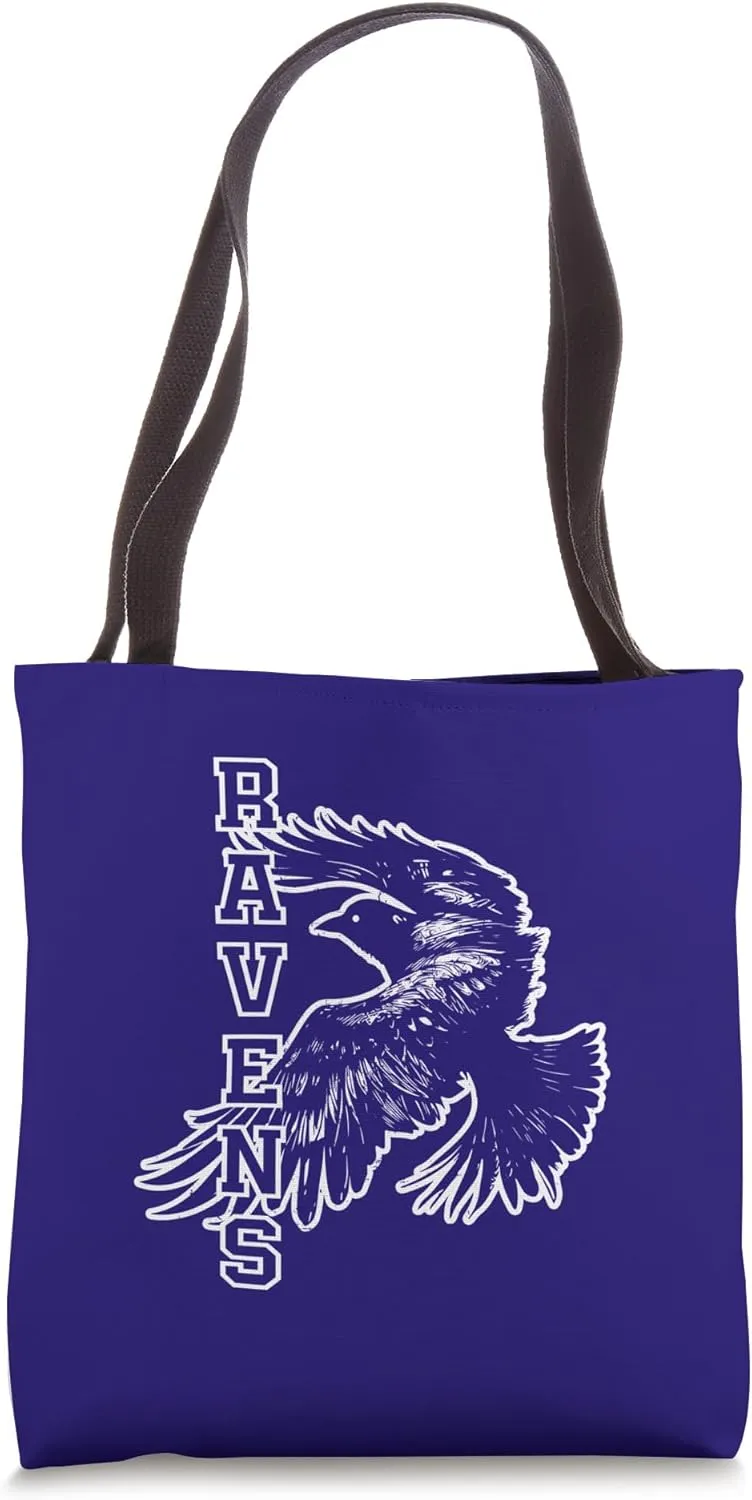 A Raven With Vintage Athletic Style Bold Typography Tote Bag