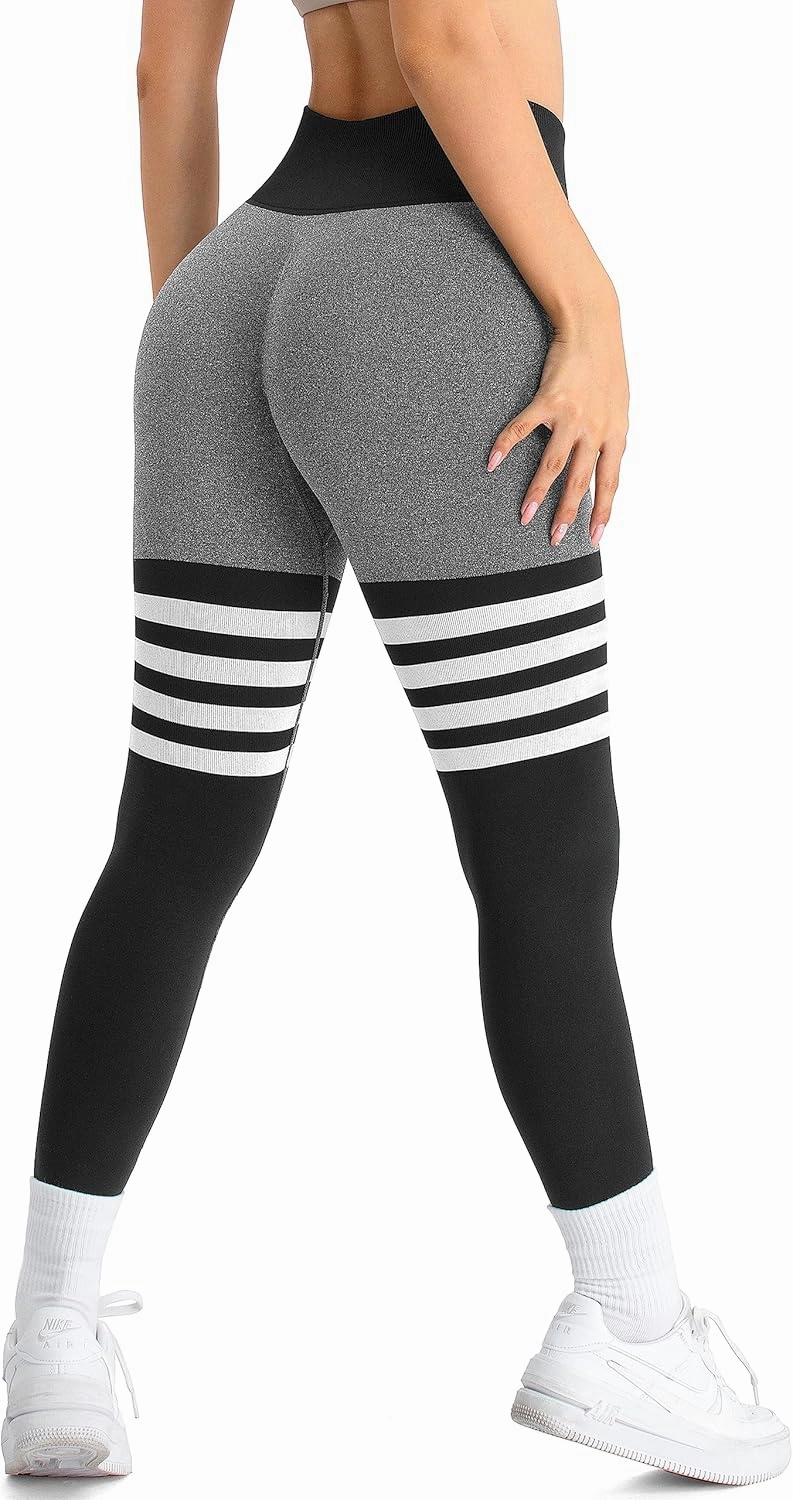 A AGROSTE Seamless Workout Leggings for Women Scrunch Butt Lifting Leggings Booty High Waisted Yoga Pants