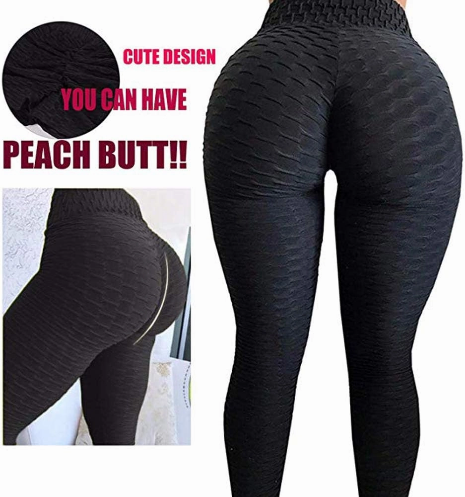 A AGROSTE Women's High Waist Yoga Pants Tummy Control Workout Ruched Butt Lifting Stretchy Leggings Textured Booty Tights