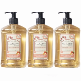 A LA MAISON French Liquid Hand Soap, Heirloom Peach - Natural Hand Wash Made with Essential Oils - Biodegradable, Plant-Based, Vegan, Cruelty-Free, Alcohol & Paraben Free (16.9 oz, 3 Pack)