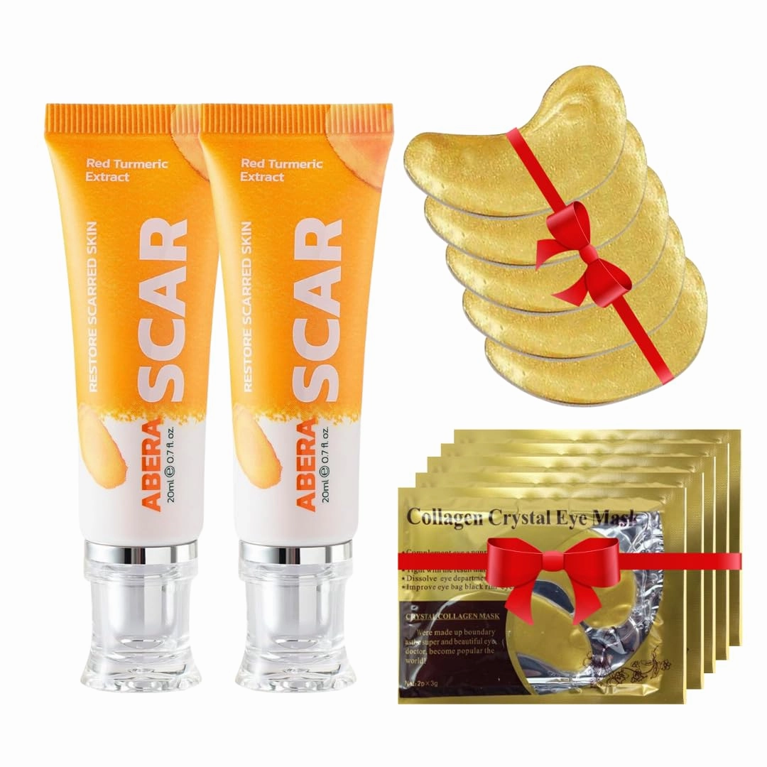 ABERA | Scar Red Turmeric Cream - Advanced Scar Treatment for Face and Body, Rapid Removal of Any Type of Scars with Natural Ingredients - with Gold Eye Patch (2 Box   5 Eye Patch.)