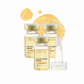 Abera Gold Anti-Wrinkle Ampoule, Anti-Aging Serum For All Skin Type with Peach Extract and Hyaluronic Acid, Skin Firming & Firming Serum, Hydrating Serum (3 x 0.23 Fl.Oz)