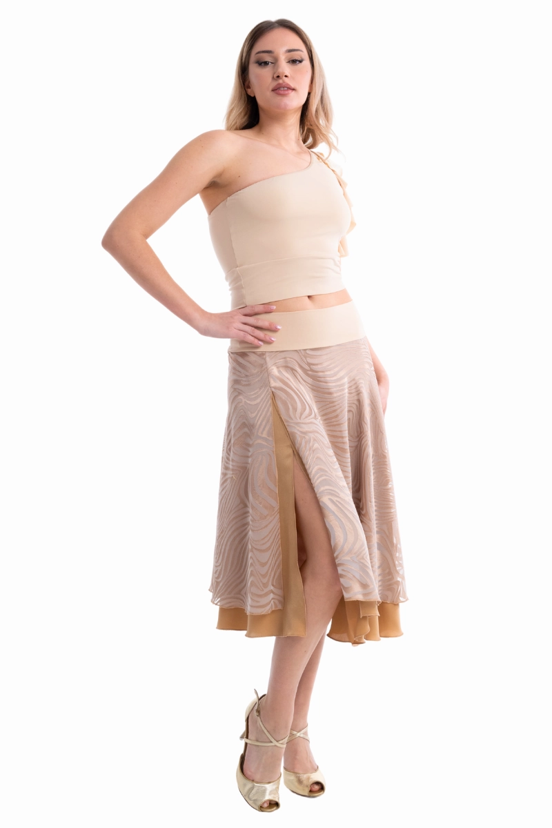 Abstract Striped Two-layer Georgette Skirt