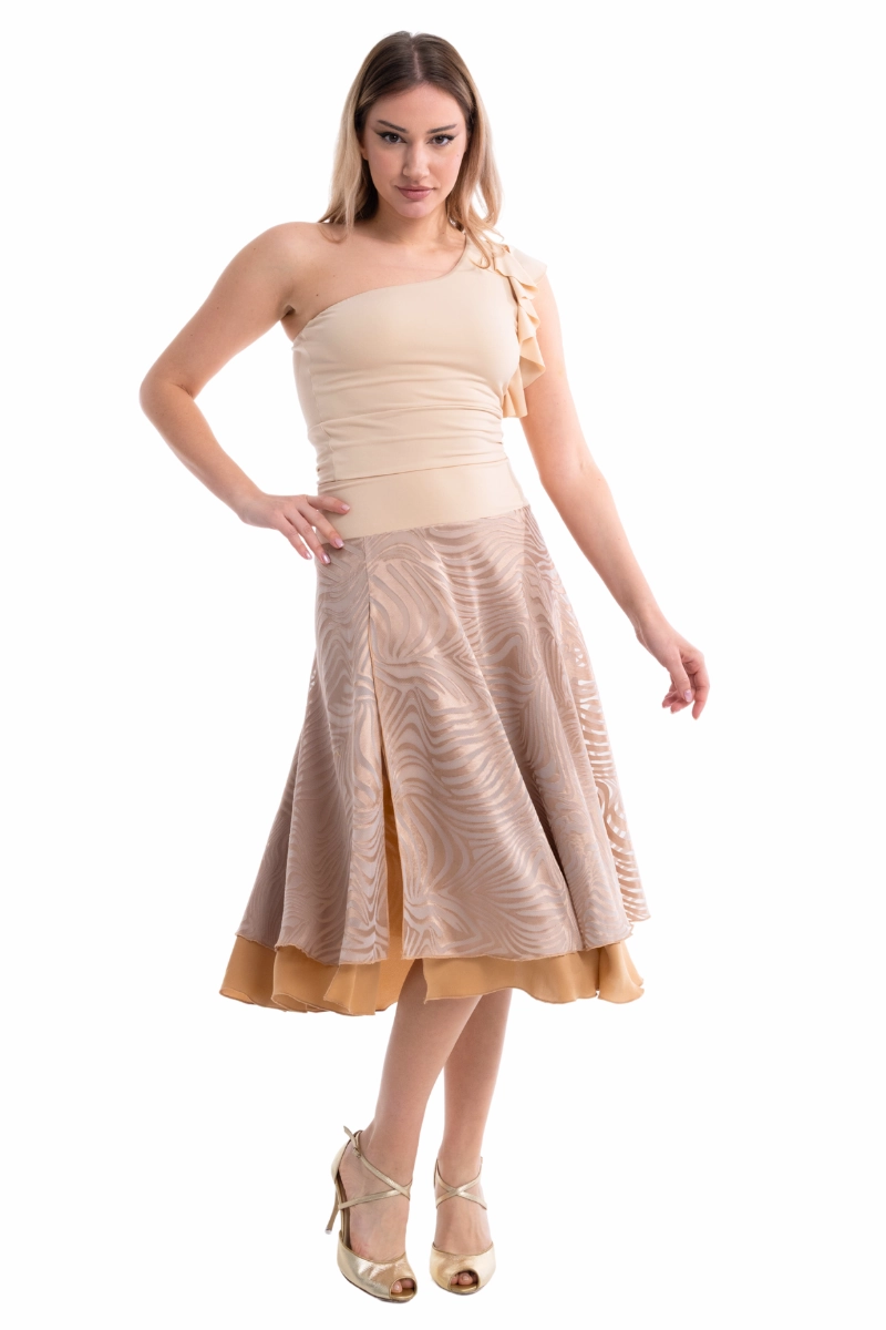 Abstract Striped Two-layer Georgette Skirt