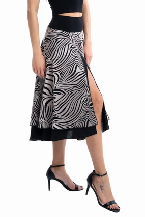 Abstract Striped Two-layer Georgette Skirt