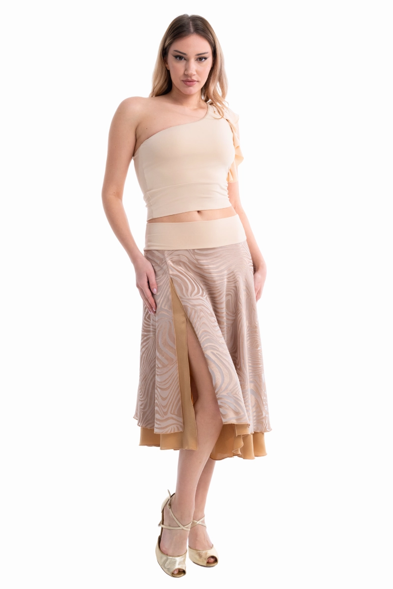Abstract Striped Two-layer Georgette Skirt