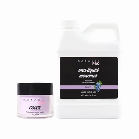Acrylic Nail Kit – Rose Quartz Cover Powder 2oz & Grape Scented MMA-Free Monomer 16oz – Medium to Fast Set, Professional Acrylic Nail Supplies for Technicians