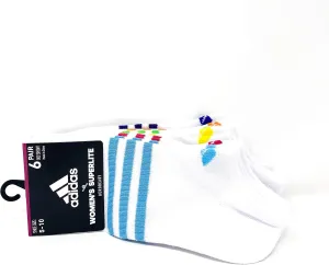 ADIDAS Aeroready Drying Technology Superlite 6 Pairs No Show Women's Socks Size 5-10 White Bright Cyan Bold Pink Yellow Flash