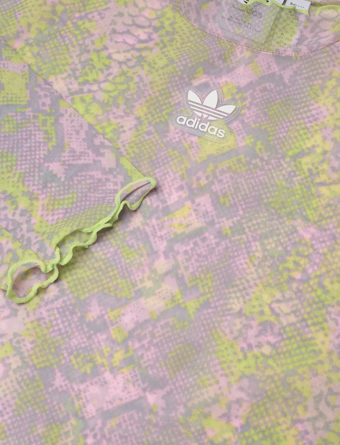adidas Originals Womens Snake Mesh Top, Clear Pink