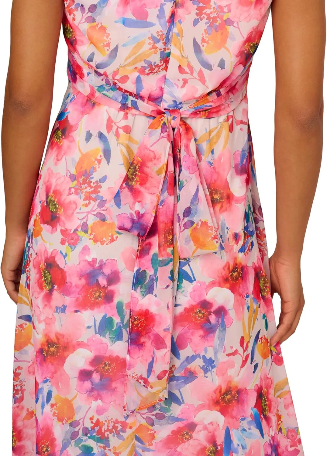 Adrianna Papell Women's Floral Chiffon Halter Dress