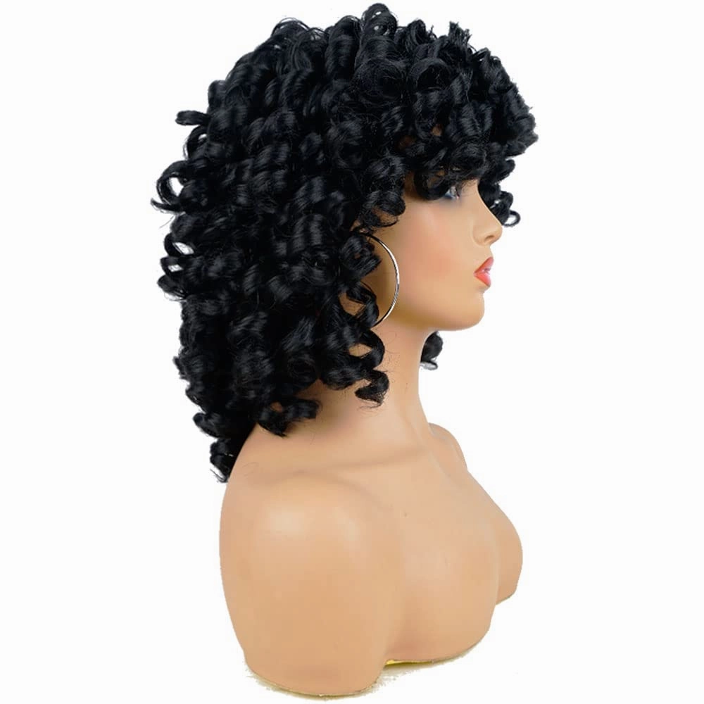 AIDUSA Short Loose Curly Wigs for Black Women Afro Wig for Black Women Curly Wig for Women Synthetic Wigs for Women Fluffy Natural Soft Hair (#1B Natural Black)