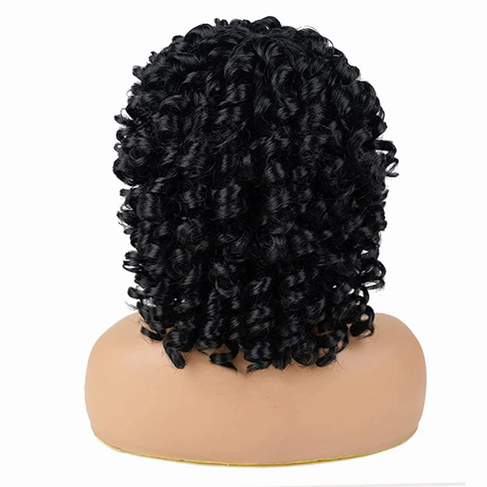 AIDUSA Short Loose Curly Wigs for Black Women Afro Wig for Black Women Curly Wig for Women Synthetic Wigs for Women Fluffy Natural Soft Hair (#1B Natural Black)