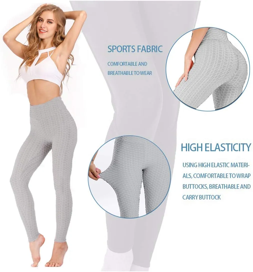 AIMILIA Butt Lifting Anti Cellulite Leggings for Women High Waisted Yoga Pants Workout Tummy Control Sport Tights