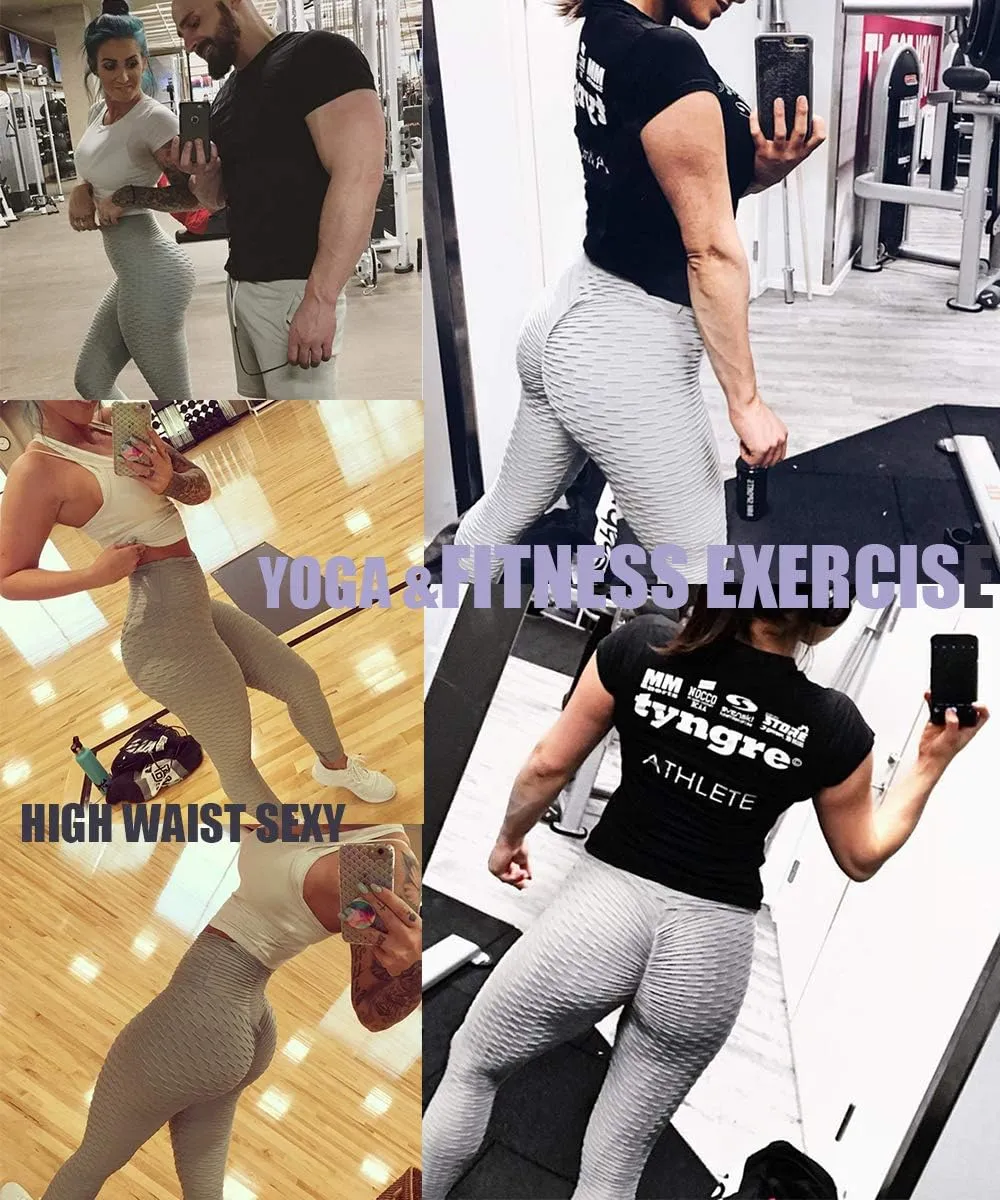 AIMILIA Butt Lifting Anti Cellulite Leggings for Women High Waisted Yoga Pants Workout Tummy Control Sport Tights