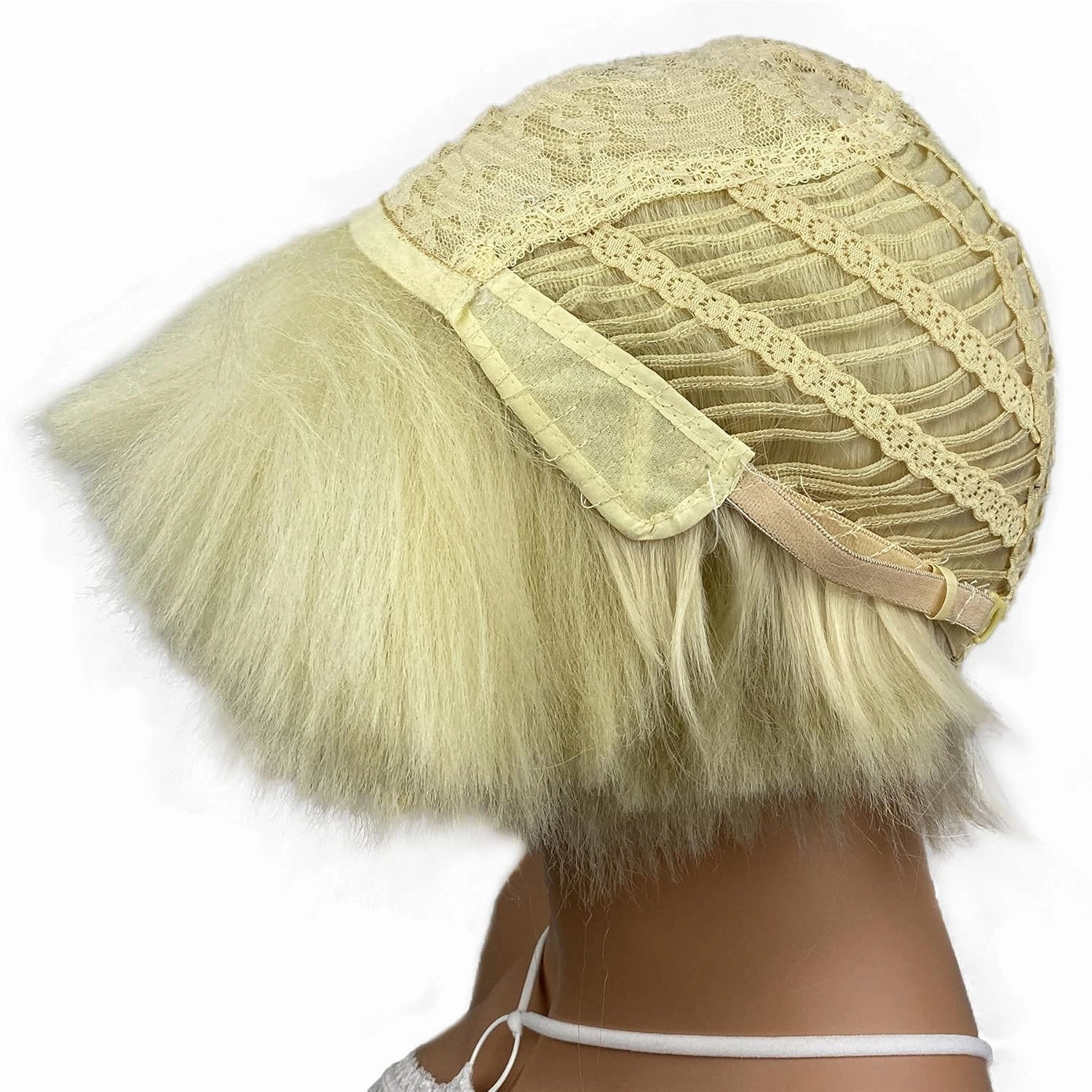 Aimole Yaki Straight Voluminous Mushroom Wig Blonde Mushroom Head Wig Bowl haircut Wigs Synthetic Wigs