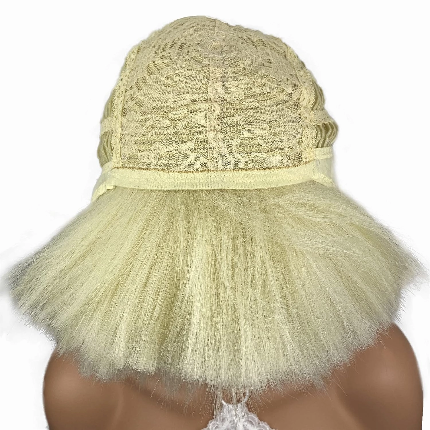 Aimole Yaki Straight Voluminous Mushroom Wig Blonde Mushroom Head Wig Bowl haircut Wigs Synthetic Wigs