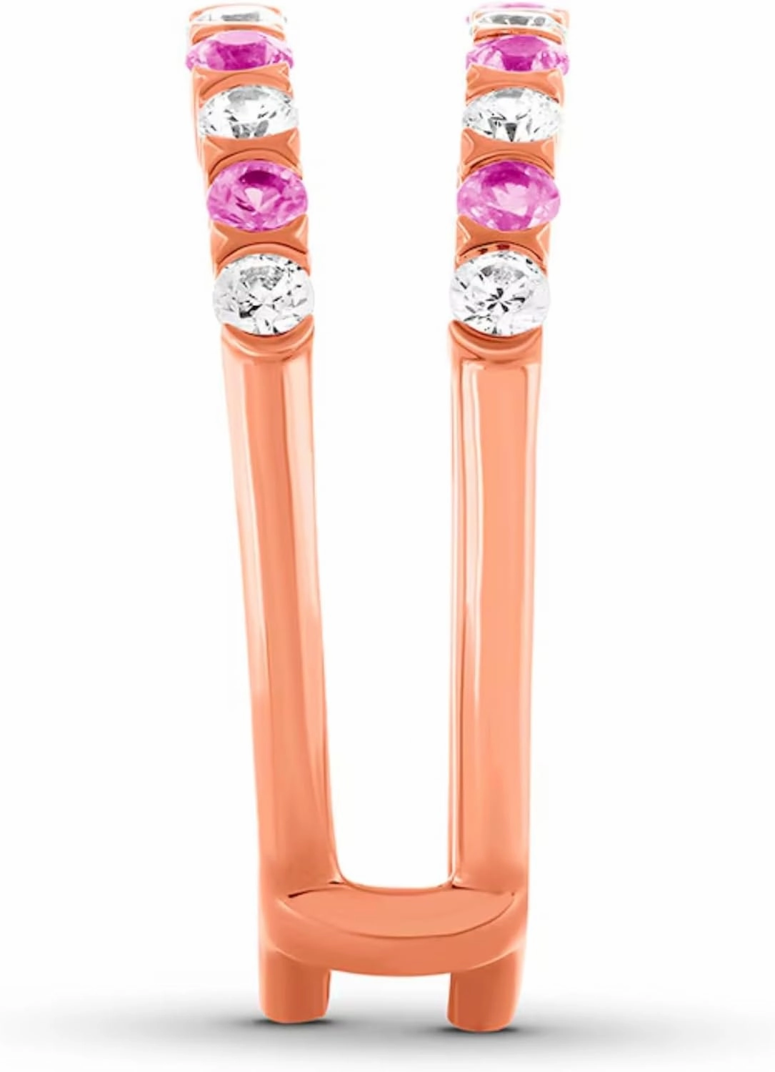 AJU ENTERPRISE Pink Sapphire & White Diamond Soliatire Wrap Ring Jacket in 14k Rose Gold Vermeil - Wedding Anniversary Ring For Wife - Handmade Jewerly For Womens - September Birthstone