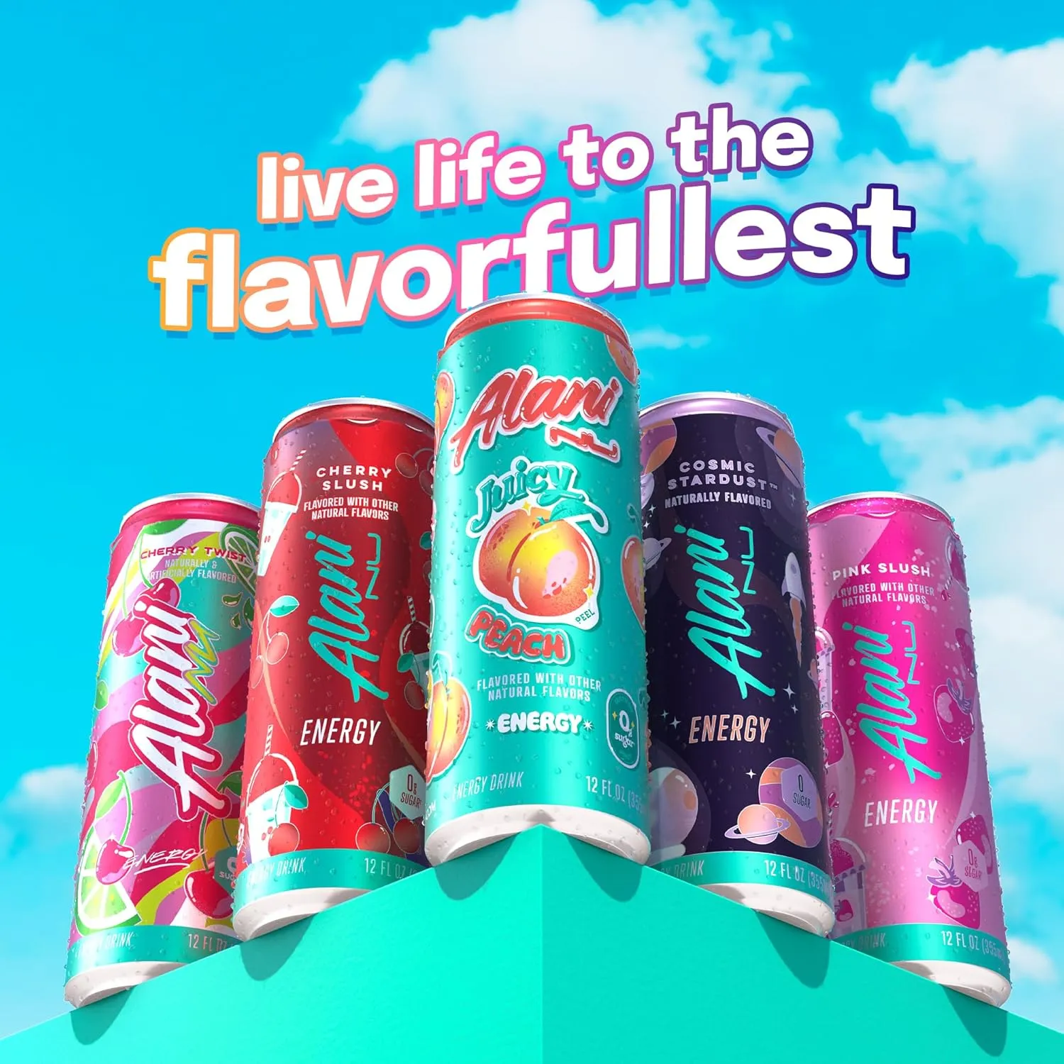 Alani Nu JUICY PEACH Sugar Free, Low Calorie Energy Drinks | 200mg Caffeine | Biotin B Vitamins | Zero Sugar | 10 Calories | 12 Fl Oz Cans | 12 Pack