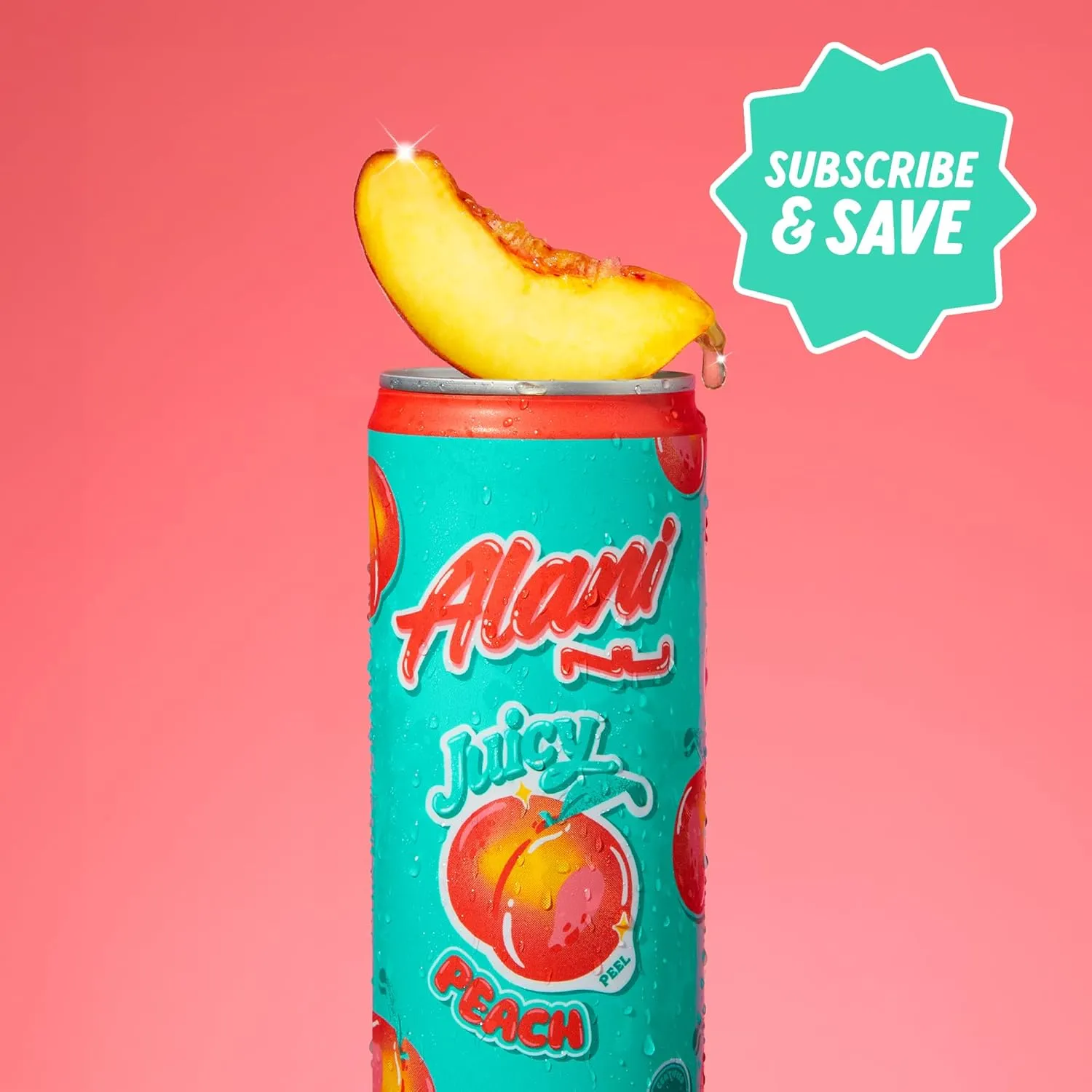 Alani Nu JUICY PEACH Sugar Free, Low Calorie Energy Drinks | 200mg Caffeine | Biotin B Vitamins | Zero Sugar | 10 Calories | 12 Fl Oz Cans | 12 Pack