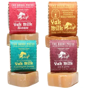 All Natural and Handmade Himalayan Soap | Yak Milk Soap with Rose, Sandalwood, Fruity, Rock Salt, Gentle & Mild Natural Hydrating Bar Soap, Eco-Friendly Soap | Value Pack of 4 100 Gram