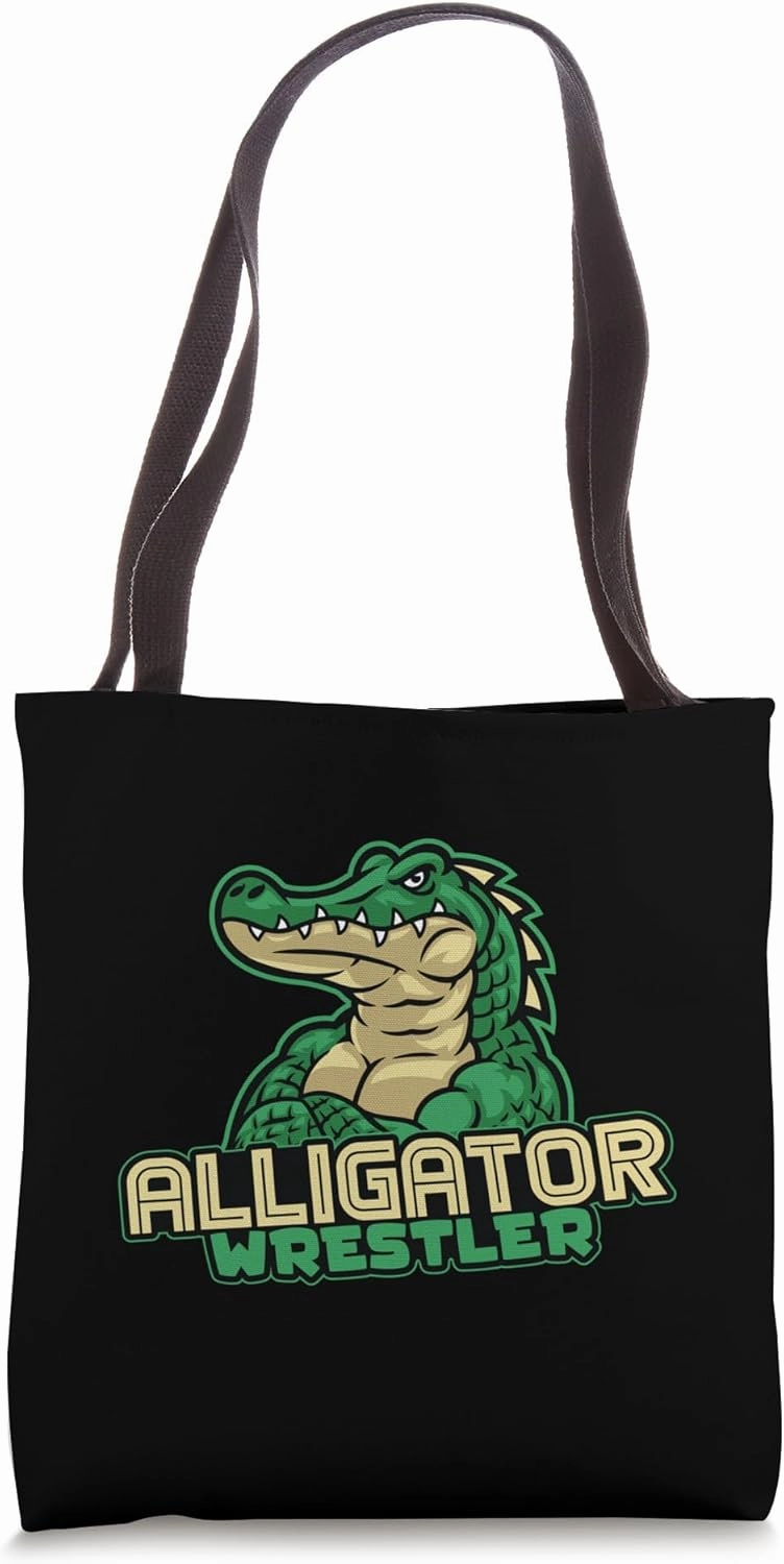 Alligator Wrestler Bold Green Mascot Power Tote Bag