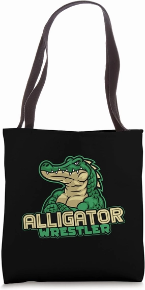 Alligator Wrestler Bold Green Mascot Power Tote Bag