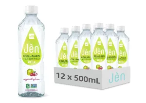 ALO JEN Collagen   Aloe Vera Infused Water, Apple   Lychee | 15.5 fl oz, Pack of 12 | Real Aloe Vera Juice