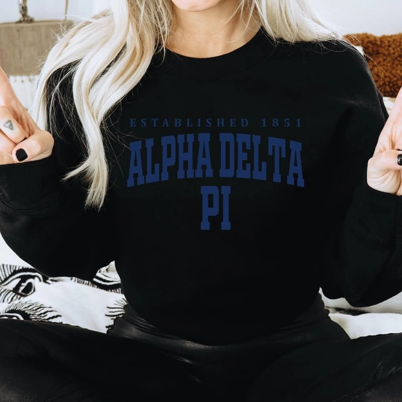 Alpha Delta Pi Sweatshirt - ADPI Bold Letters Sorority Crewneck Sweatshirt
