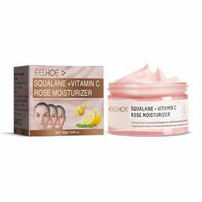 AMALIA Squalane and Vitamin C Rose Moisturizer, 1.69 fl oz, Anti-Aging Face Cream with Natural Ingredients
