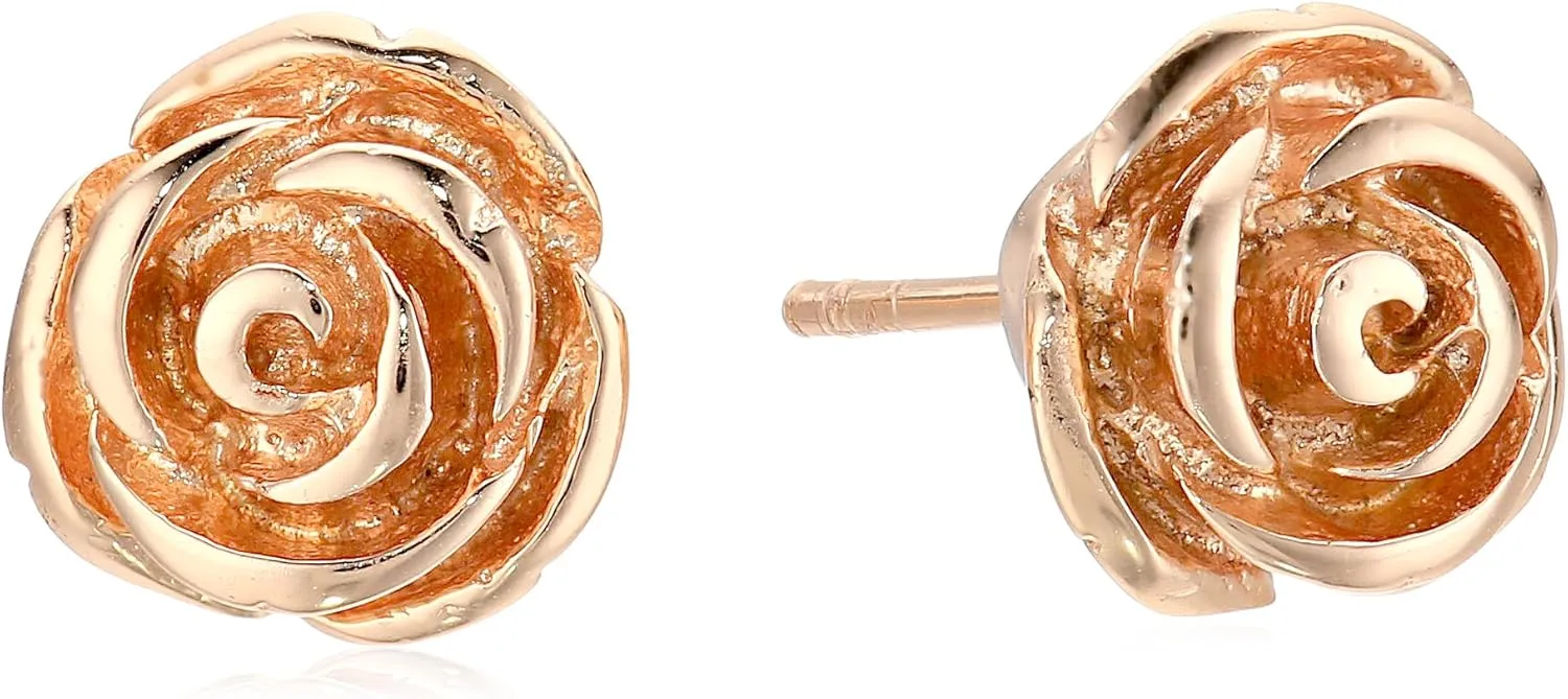 Amazon Essentials 925 Sterling Silver Rose Gold Earrings for Women, Nickel-Free Hypoallergenic Jewelry Gift, Push Back Stud Earrings , (previously Amazon Collection)