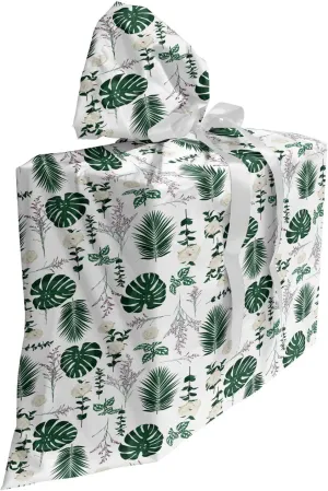 Ambesonne Botanical Fabric Gift Bag, Tropic Plants Monstera Leaf Lavender Branch Carnation Wild Herbs, Present Sack for Parties Birthdays with 3 Ribbons, 27, Hunter Green and Dried Rose