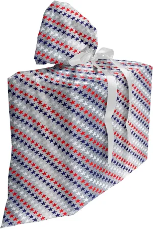 Ambesonne USA Gift Bag, July Fourth Stars Citizen National Day Patriotic Western Salute to the Union, Fabric Party Favor Pouch with 3 Ribbons, 27, Grey Indigo Red