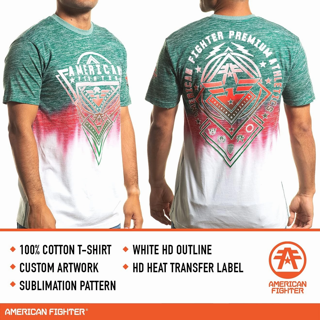 American Fighter Mens Sublimated T-Shirt Colored Short Sleeve Shirts for Men.