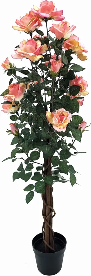 AMERIQUE 4.3 Motley Gorgeous & Unique Feet Artificial Silk Rose Tree with 18 Flowers, Feel Real Technology