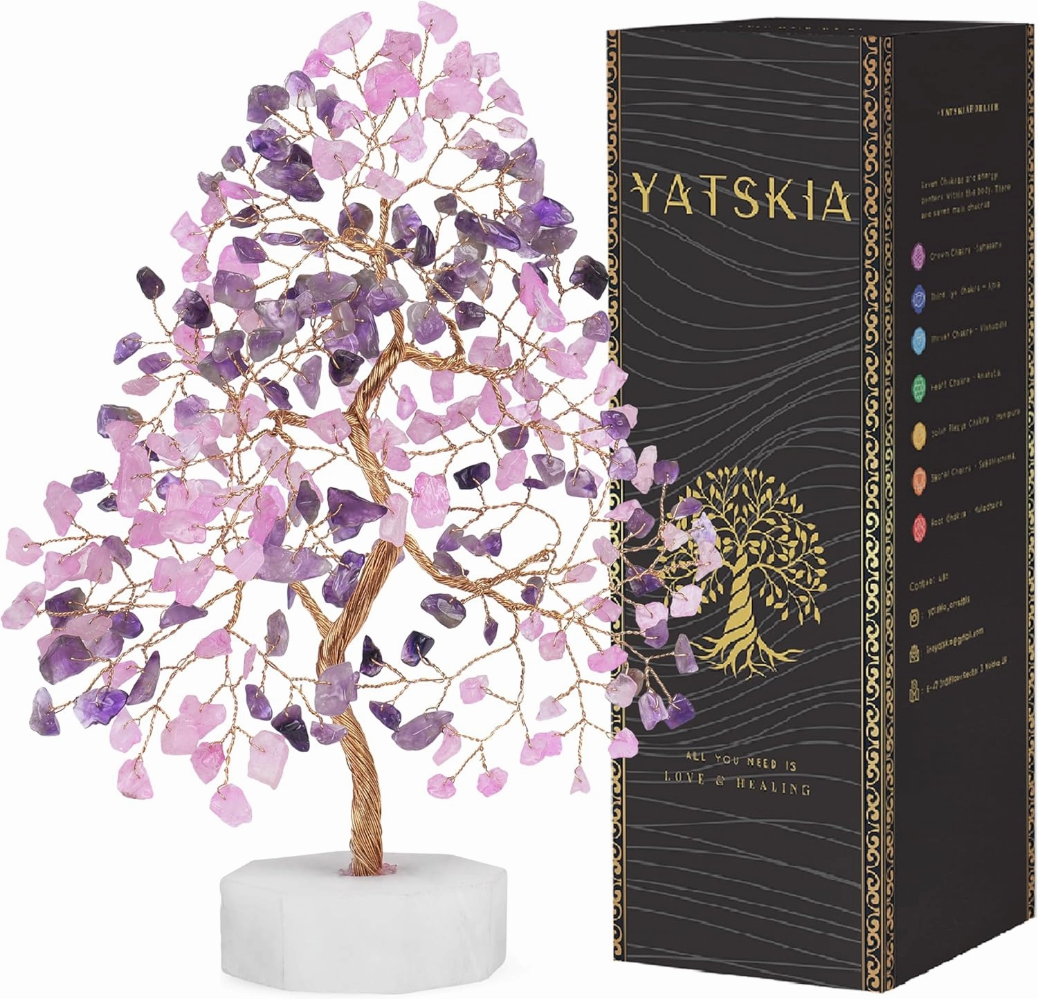 Amethyst and Rose Quartz Tree, Gemstone Tree, Crystal Tree for Positive Energy, Clever Birthday Gifts, Crystals and Healing Stones, Tree of Life Decor, Chakra Tree, Thoughtful Gifts for Women