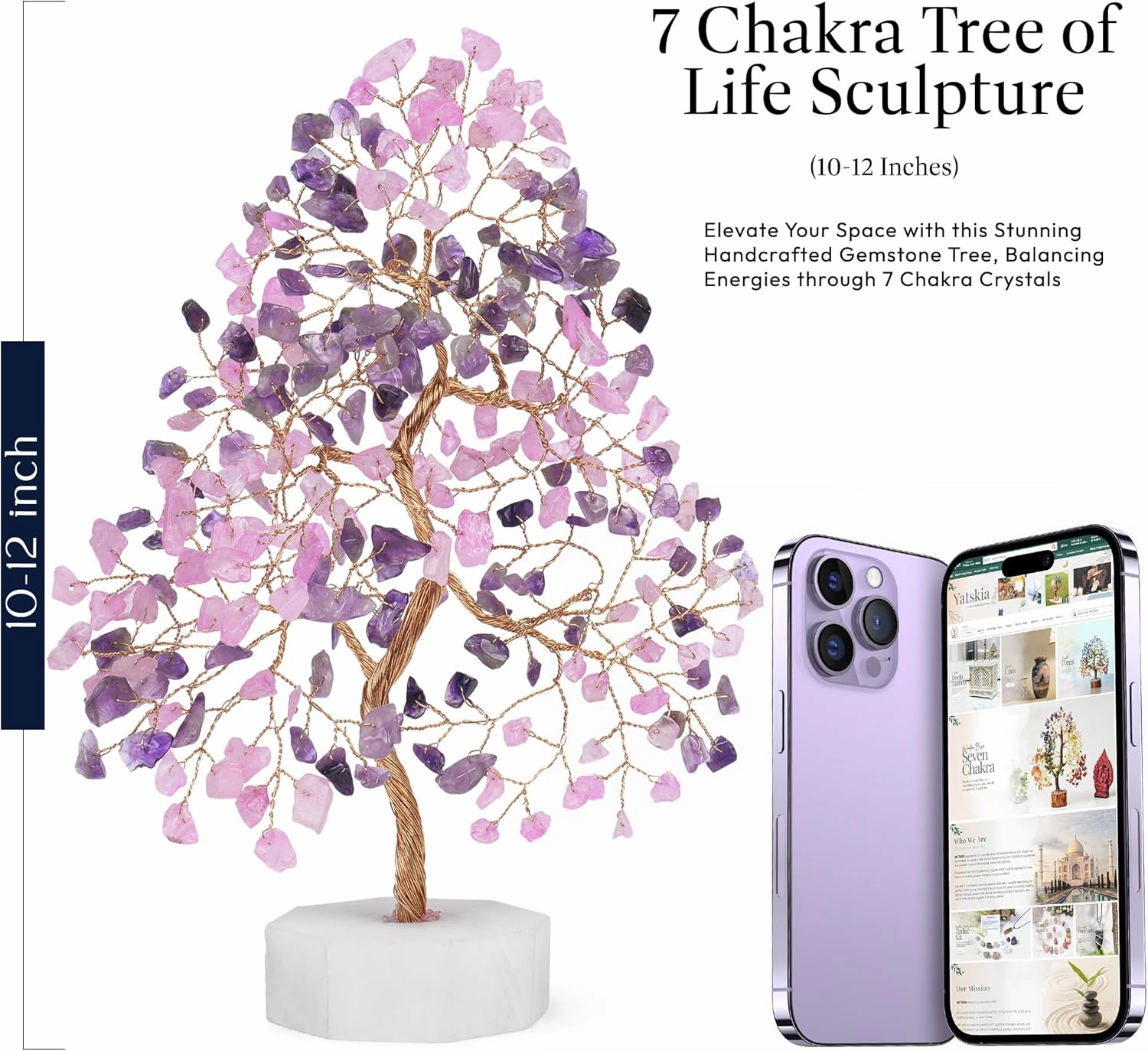 Amethyst and Rose Quartz Tree, Gemstone Tree, Crystal Tree for Positive Energy, Clever Birthday Gifts, Crystals and Healing Stones, Tree of Life Decor, Chakra Tree, Thoughtful Gifts for Women