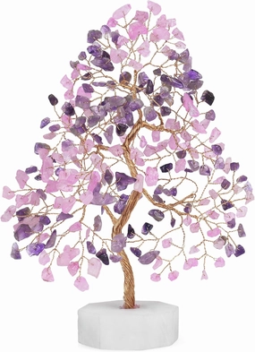 Amethyst and Rose Quartz Tree, Gemstone Tree, Crystal Tree for Positive Energy, Clever Birthday Gifts, Crystals and Healing Stones, Tree of Life Decor, Chakra Tree, Thoughtful Gifts for Women