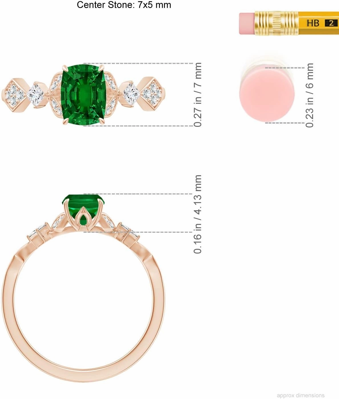 Angara Lab Grown Vintage Style Cushion Rectangular Emerald Engagement Ring with Leaf Motifs in 14K Solid Gold/Platinum | Birthday, Anniversary, Wedding Jewelry Gift for Women